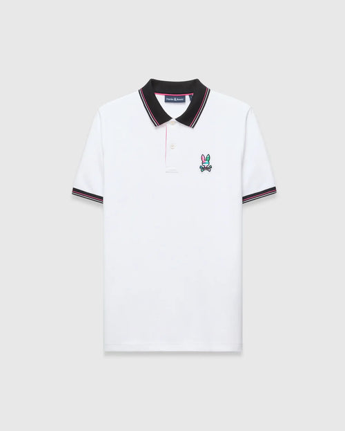 POLO M/C PSYCHO BUNNY PARA HOMBRE COLOR BLANCO MT0100186100
