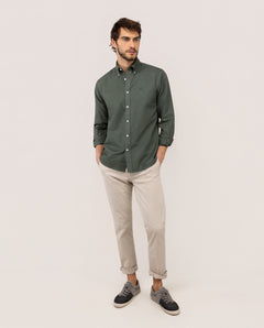 Camisa Algodón Garment Dyed EL GANSO HOMBRE VERDE