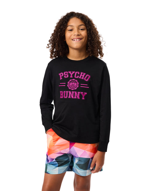 psycho bunny camiseta manga larga niño cuello redondo negro