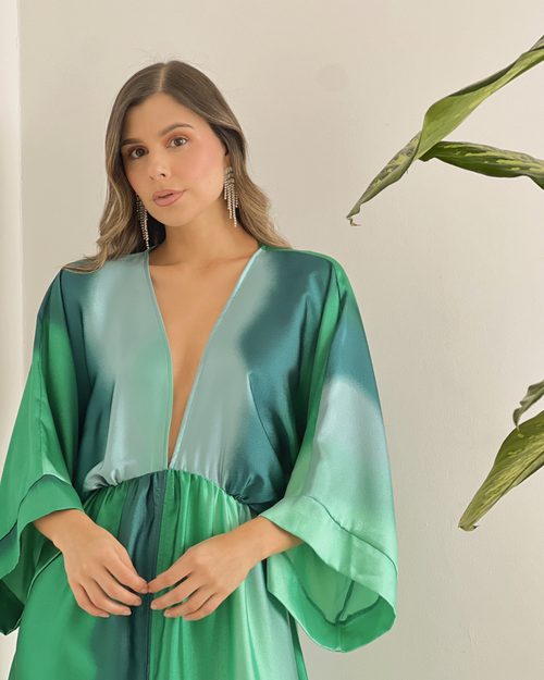 VESTIDO PRIMIA DAMA ISRAEL VERDE MULTICOLOR