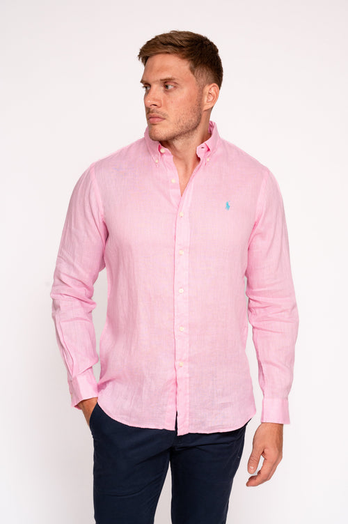 RALPH LAUREN CAMISA MANGA LARGA HOMBRE ROSADO