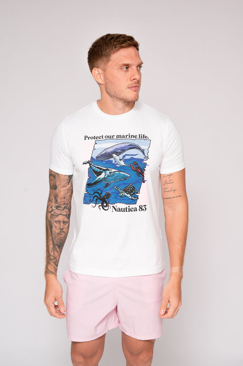 Camiseta estampada blanca para hombre