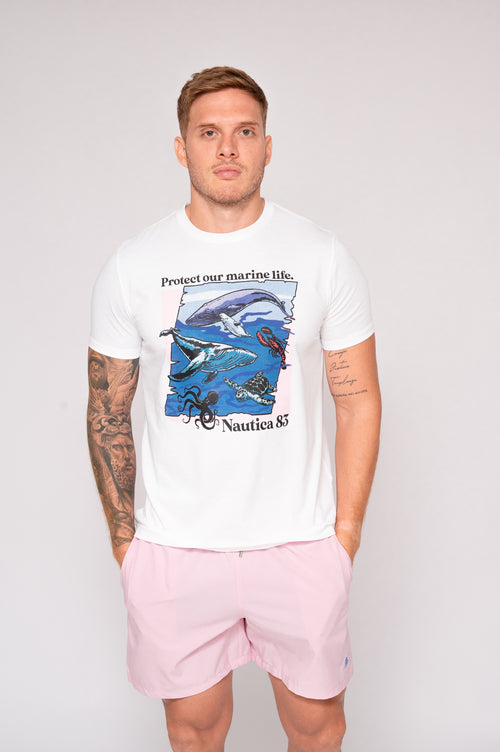 Camiseta estampada blanca para hombre