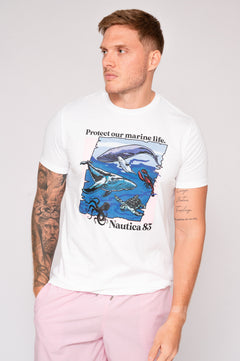 Camiseta estampada blanca para hombre