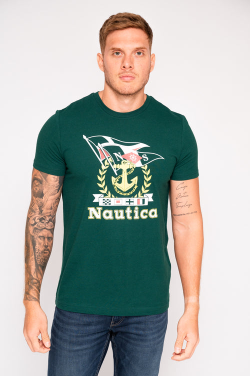 Camiseta verde con estampado para hombre