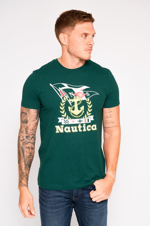 Camiseta verde con estampado para hombre