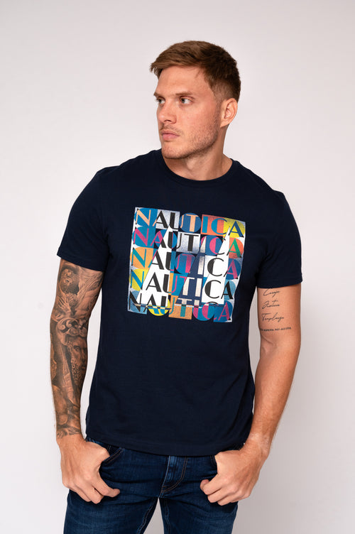 Camiseta azul estampada para hombre