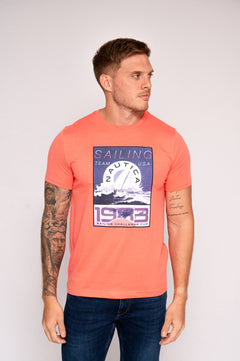 Camiseta para hombre estampada naranja