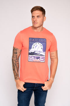 Camiseta para hombre estampada naranja