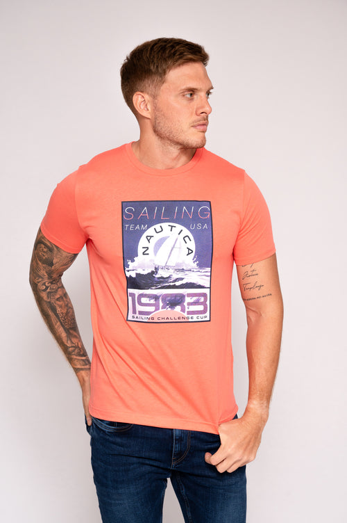 Camiseta para hombre estampada naranja