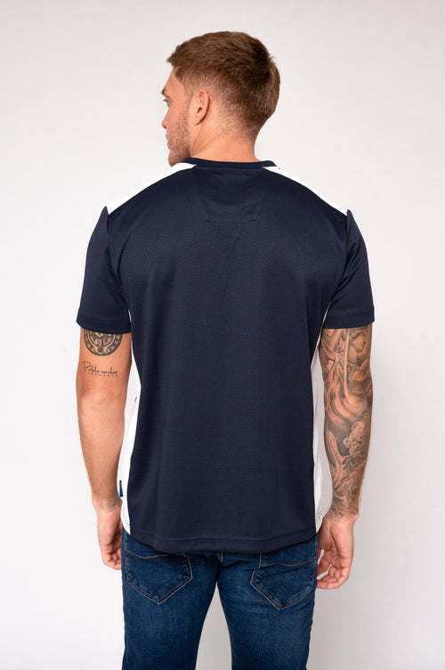 Camiseta corta hombre azul con estampado