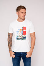 Camiseta blanca estampada para hombre