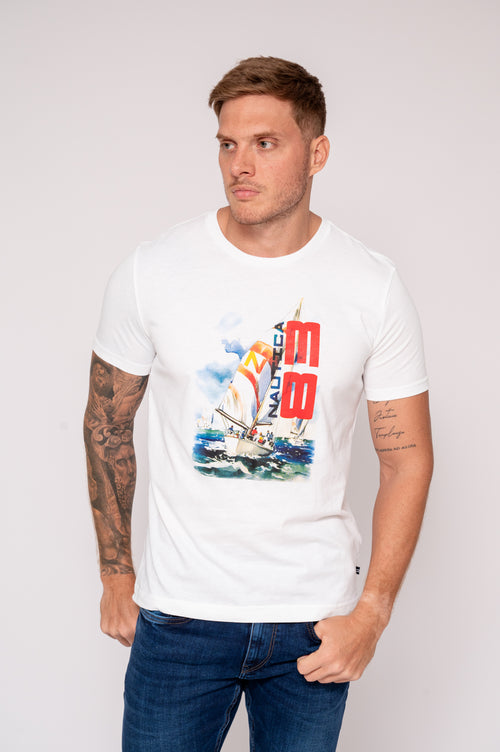 Camiseta blanca estampada para hombre