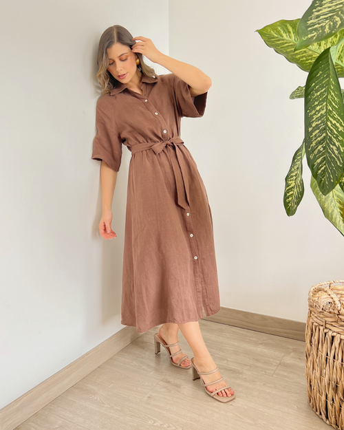 VESTIDO PRIMIA DAMA ROBERTA CAFE CAFÉ
