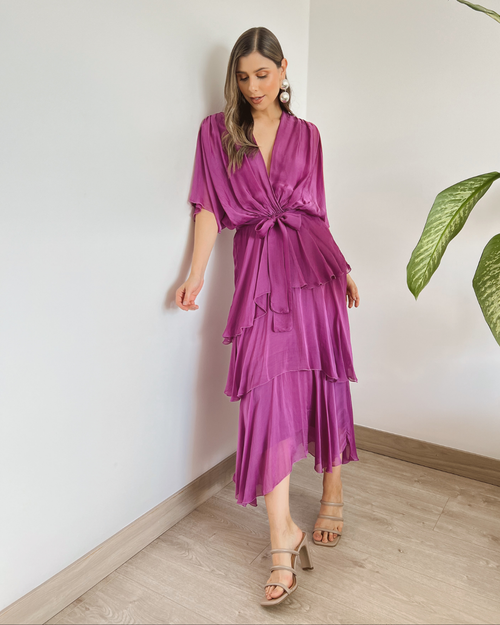 VESTIDO PRIMIA DAMA ROMINA FUCSIA FUCSIA