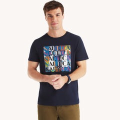 Camiseta azul estampada para hombre