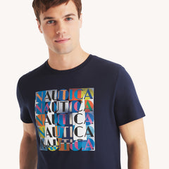 Camiseta azul estampada para hombre