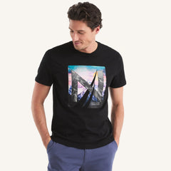 Camiseta para hombre negra con estampado