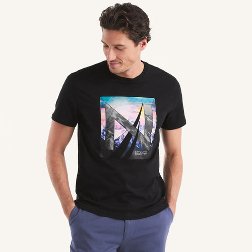 Camiseta para hombre negra con estampado