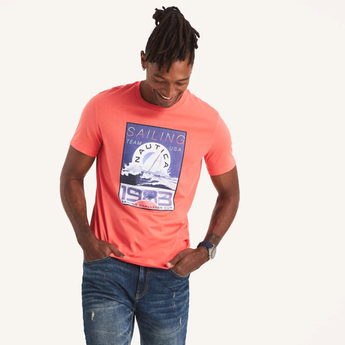 Camiseta para hombre estampada naranja