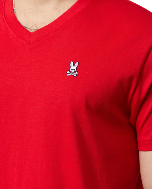 PSYCHO BUNNY CAMISETA HOMBRE CUELLO V ROJO