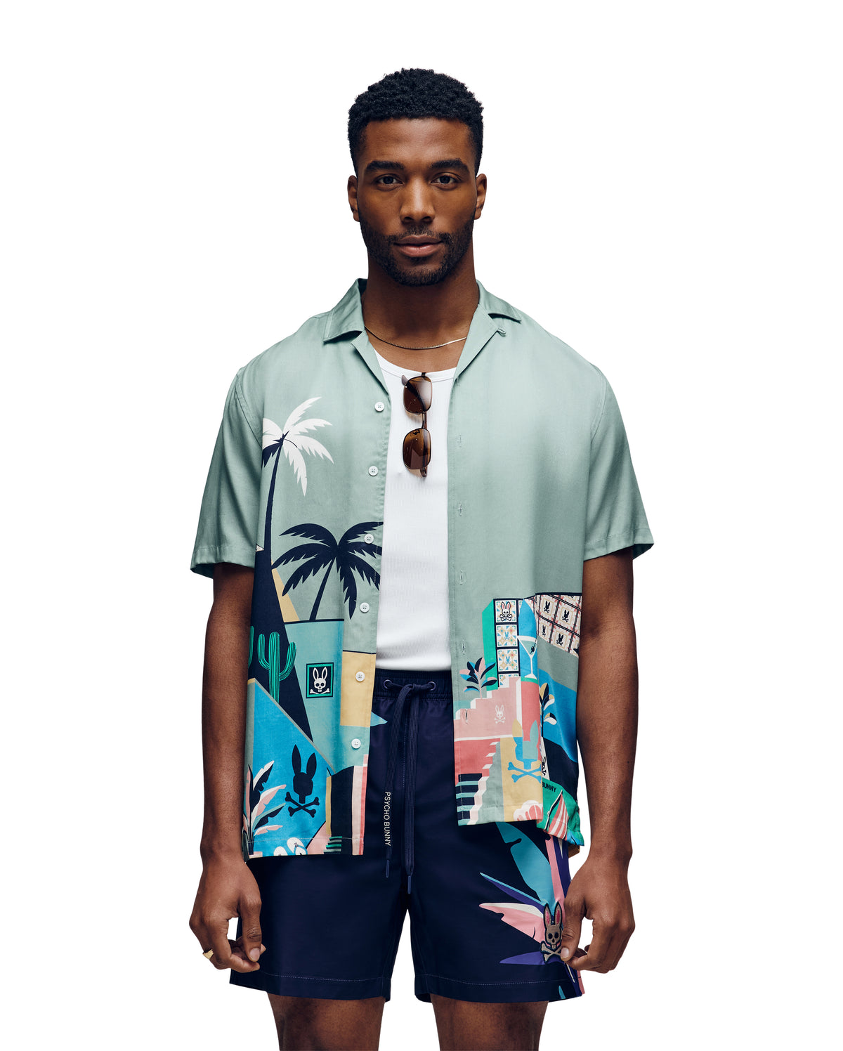 PSYCHO BUNNY CAMISAS FANTASIA HOMBRE VERDE MT0300056ICG