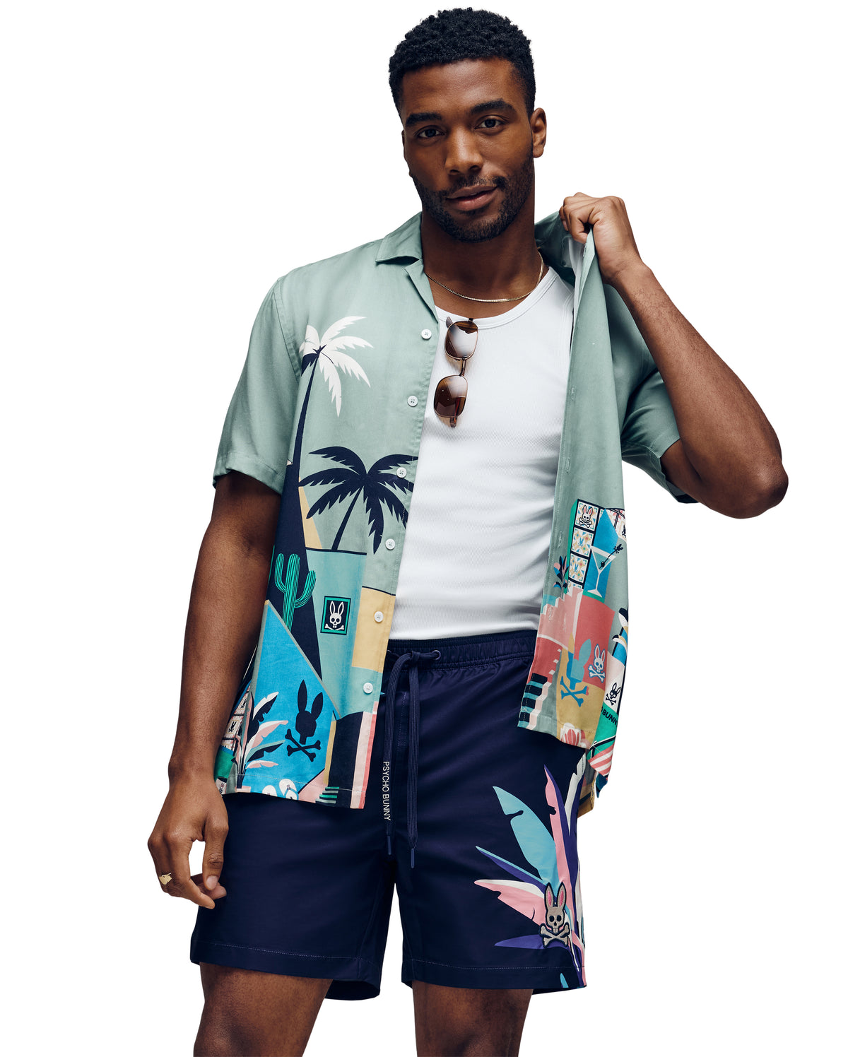 PSYCHO BUNNY CAMISAS FANTASIA HOMBRE VERDE MT0300056ICG