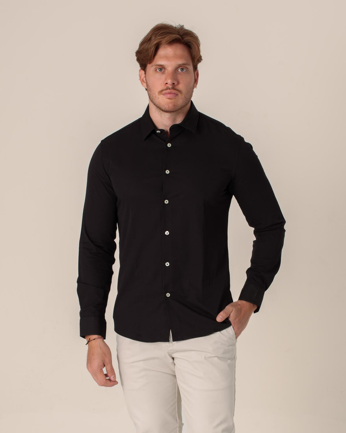 CARVEN CAMISA M/L HOMBRE NEGRO CVJ01128FBL