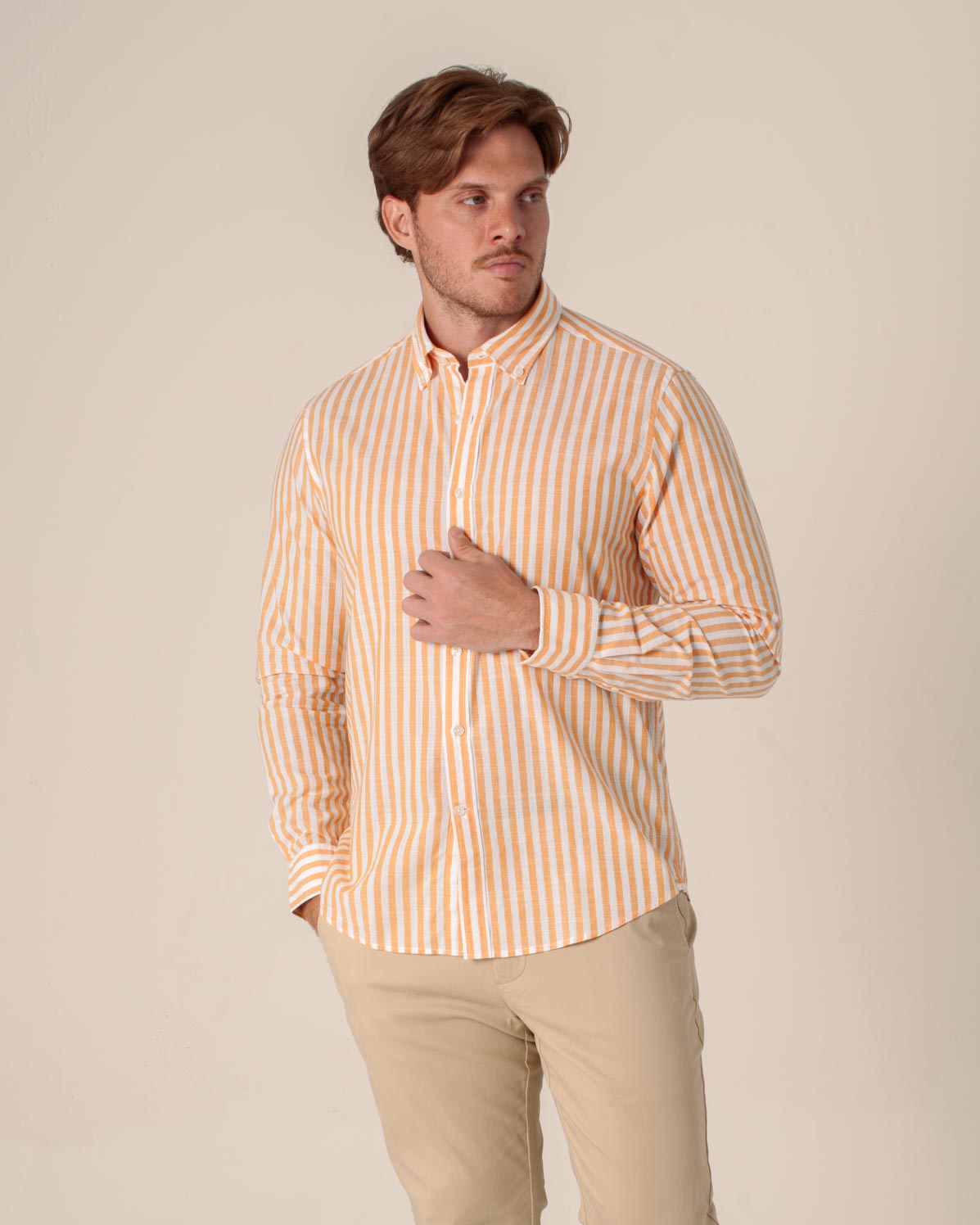 CARVEN CAMISA M/L HOMBRE NARANJA CVK04143OR
