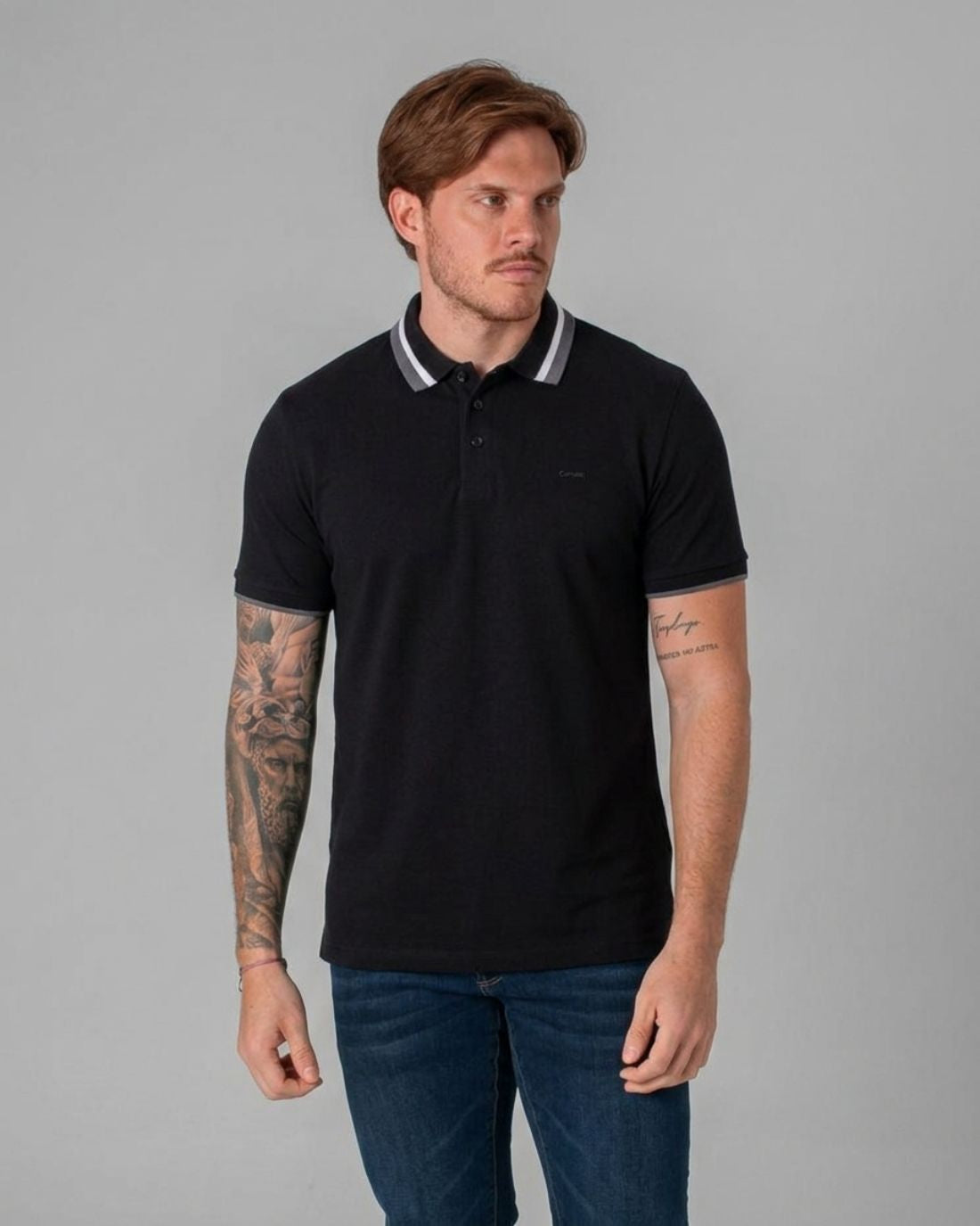 Polo P/H M/C Carven Para Hombre Color Negro Cv-Z31-102-Bl