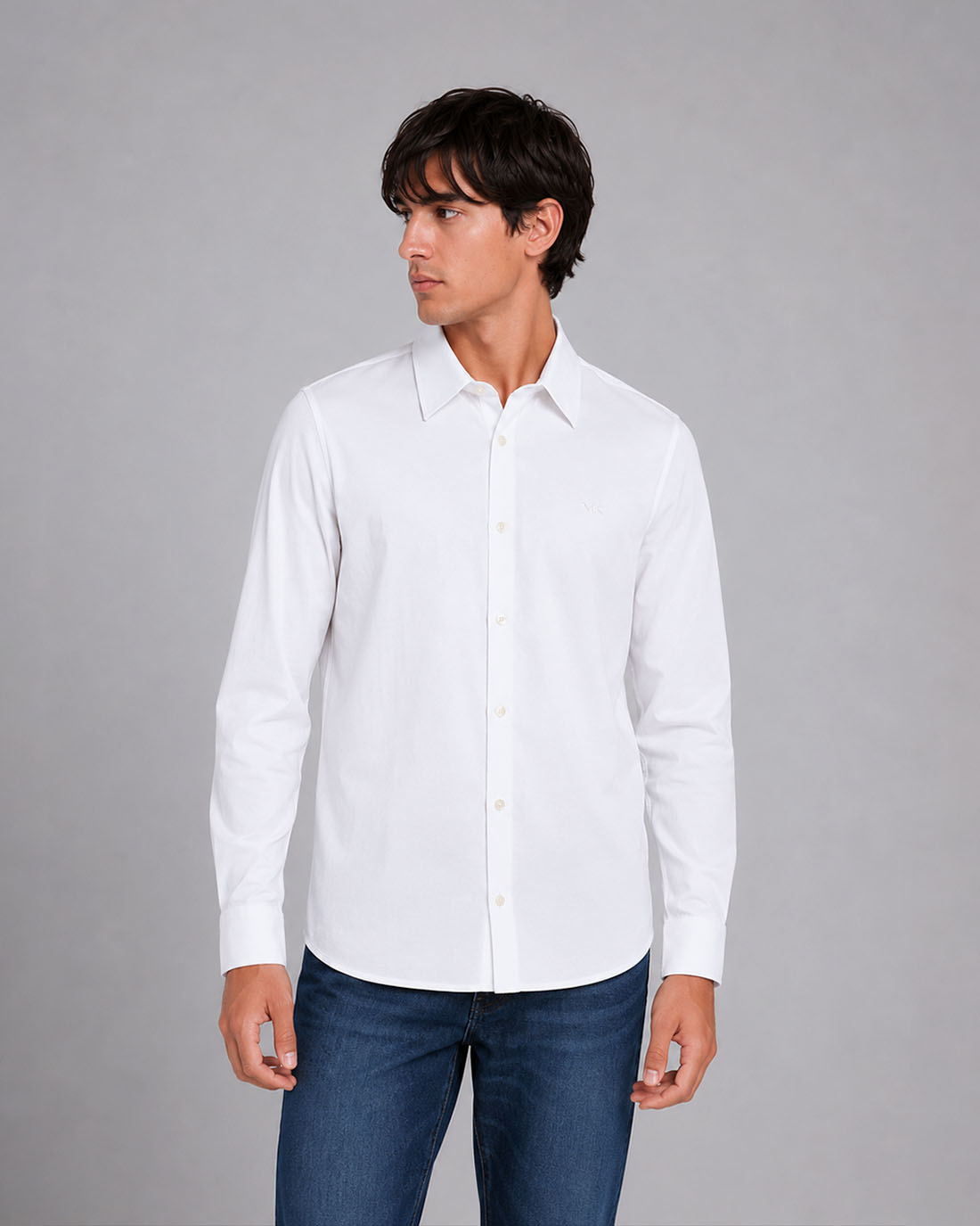 Camisa Manga Larga Ls Classic Cotton Shirt Blanco Para Hombre Michael Kors