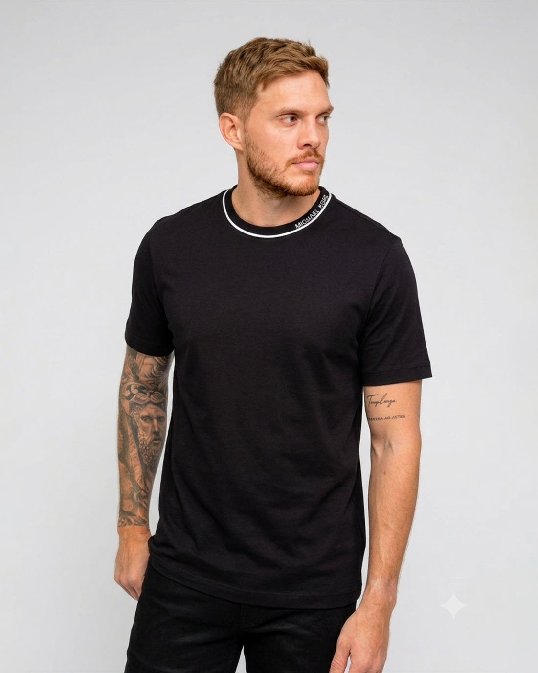 Camiseta Logo Rib Tee Negro Para Hombre Michael Kors