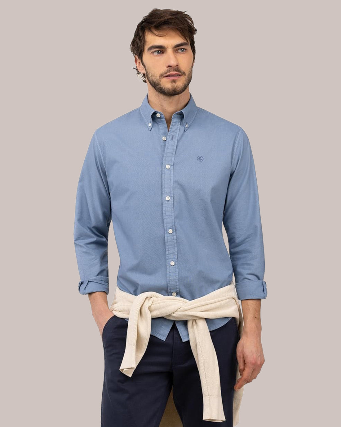 Camisa Algodón Garment Dyed EL GANSO HOMBRE AZUL 1050s260026