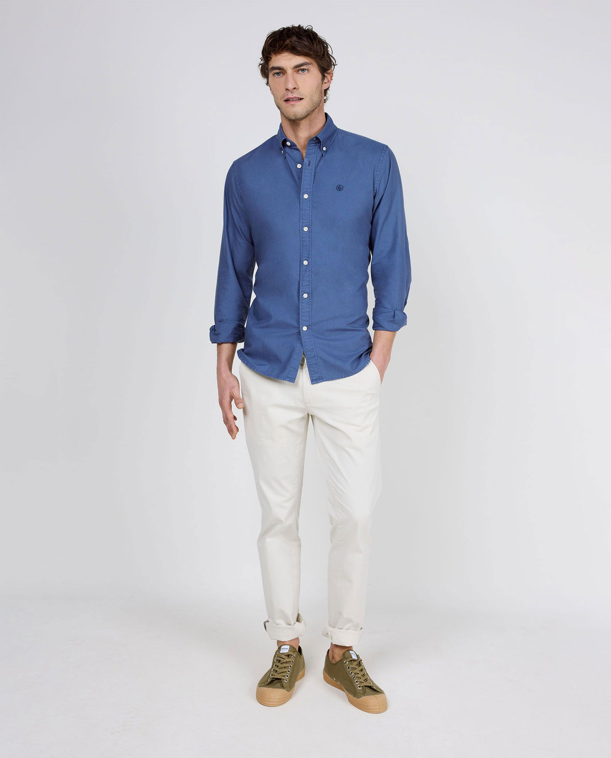 Camisa Algodón Garment Dyed EL GANSO HOMBRE AZUL