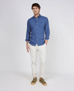 Camisa Algodón Garment Dyed EL GANSO HOMBRE AZUL