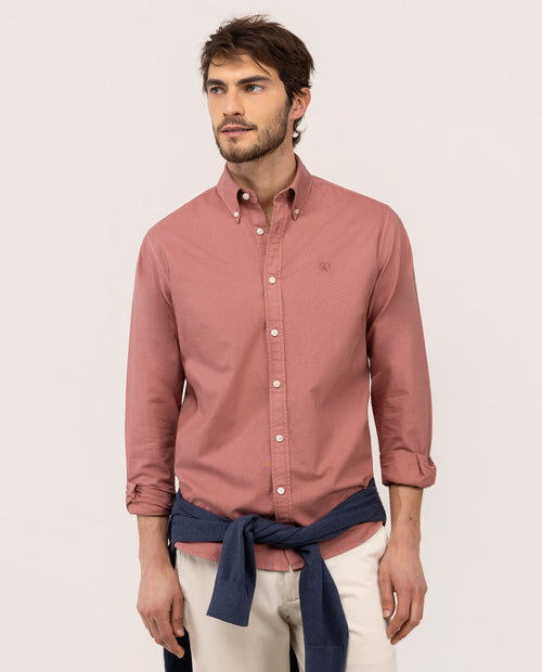 Camisa Algodón Garment Dyed EL GANSO HOMBRE ROJO