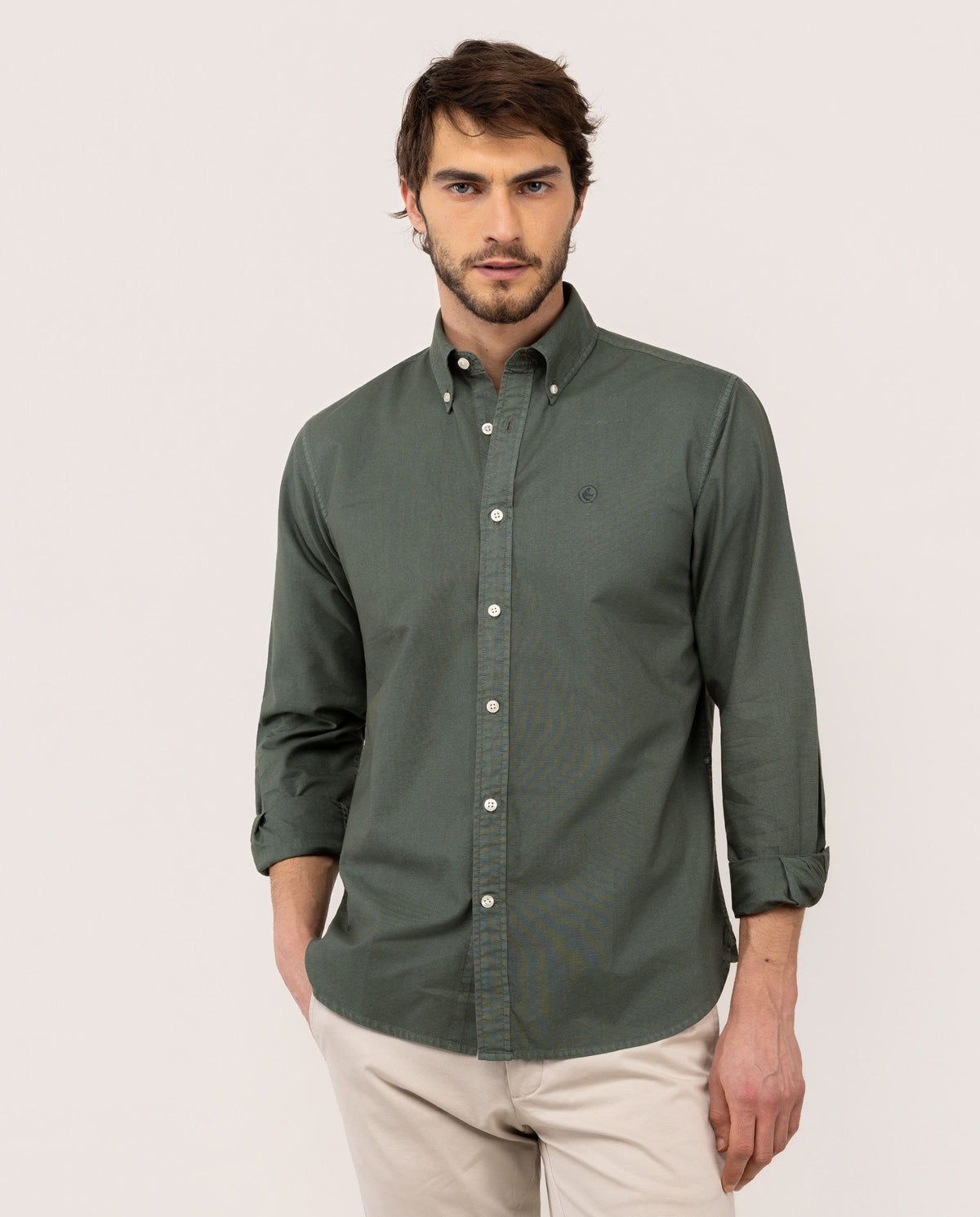 Camisa Algodón Garment Dyed EL GANSO HOMBRE VERDE