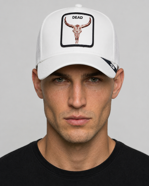 GORRA GORIN BROSS FAUX LEATHER BULL SKULL COLOR BLANCO