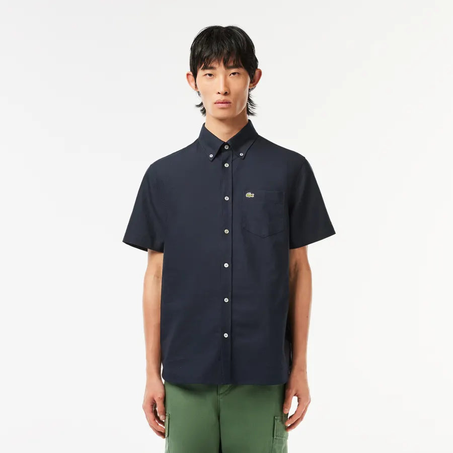 LACOSTE CH1917F2W CAMISA OXFOR MANGA CORTA FIT BLUE