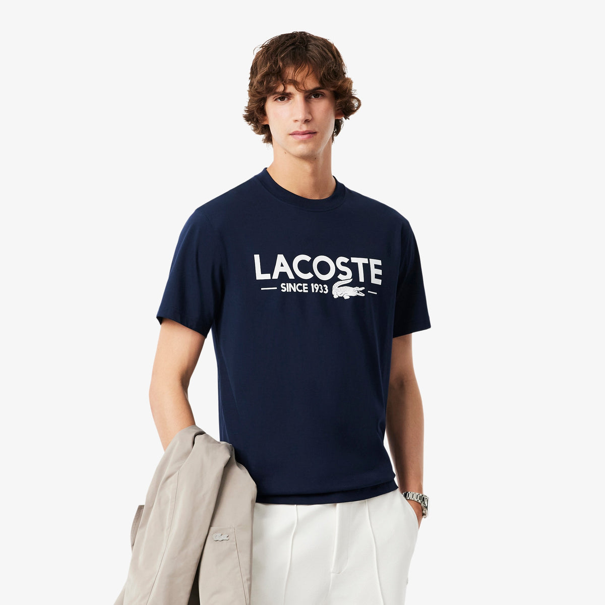 LACOSTE TH6541166 CAMISETA ESTAMPADA NAVY BLUE