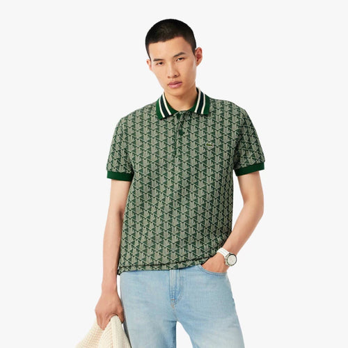 LACOSTE DH1417D1R POLO CON MONOGRAMA EN JACQUAR CLASICO GREEN