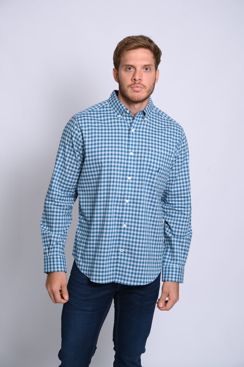 NAUTICA CAMISA MANGA LARGA DE HOMBRE AZUL