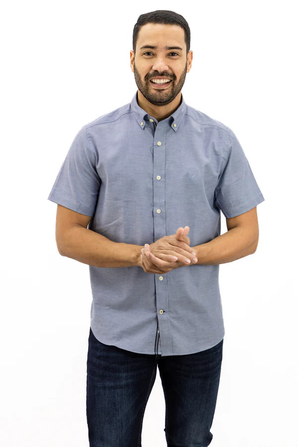 NAUTICA CAMISA M/C DE HOMBRE AZUL 01100W-4G3