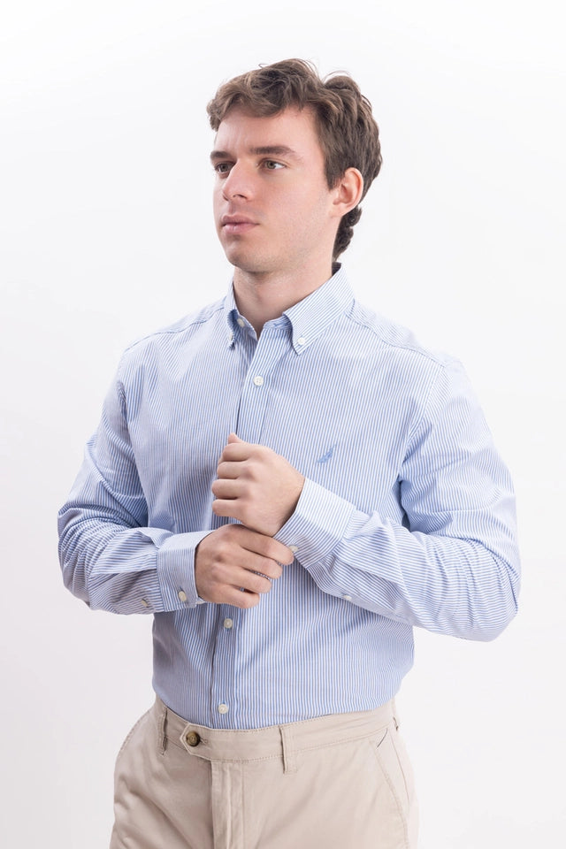 NAUTICA CAMISA M/L DE HOMBRE AZUL 01990W-4CM