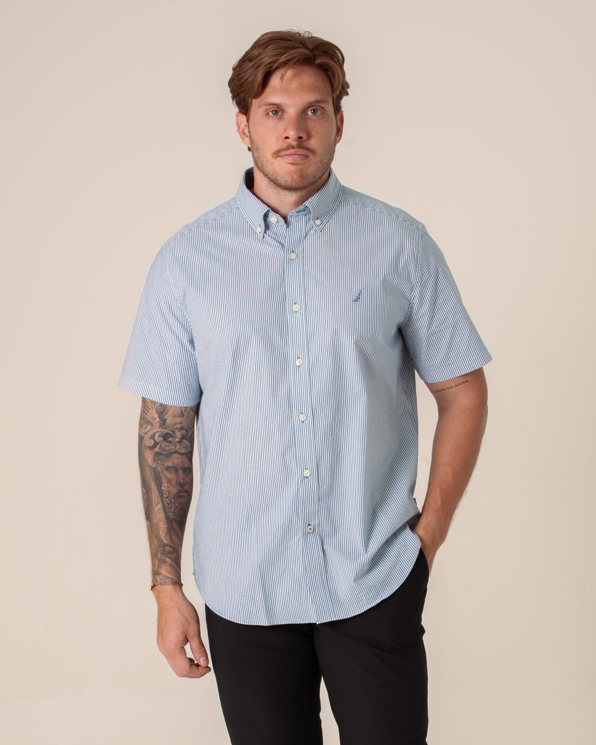 NAUTICA CAMISA M/C DE HOMBRE AZUL 0199WS-41C