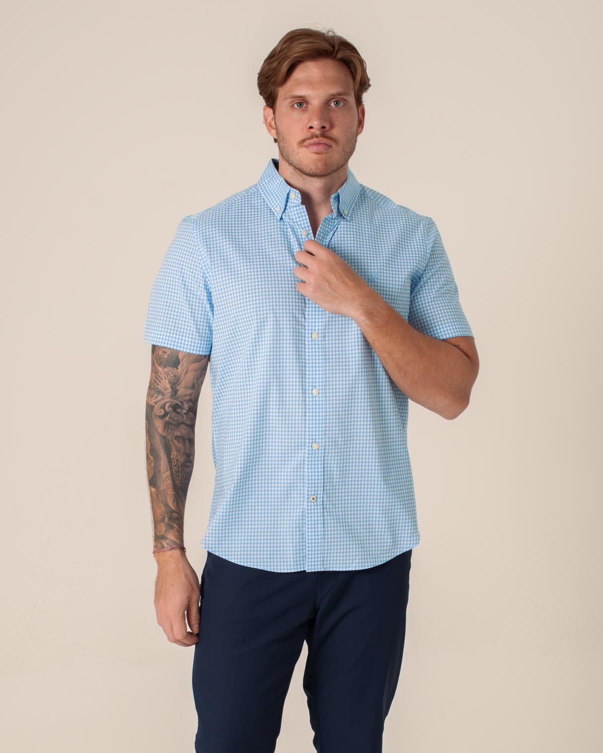 NAUTICA CAMISA M/C DE HOMBRE AZUL 27109WS-40N