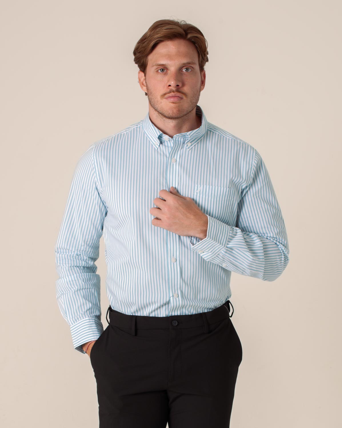 NAUTICA CAMISA M/L DE HOMBRE AZUL WR6540-4N5