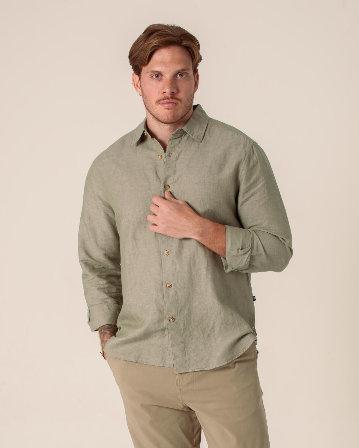 NAUTICA CAMISA M/L DE HOMBRE VERDE WR5536-3CY