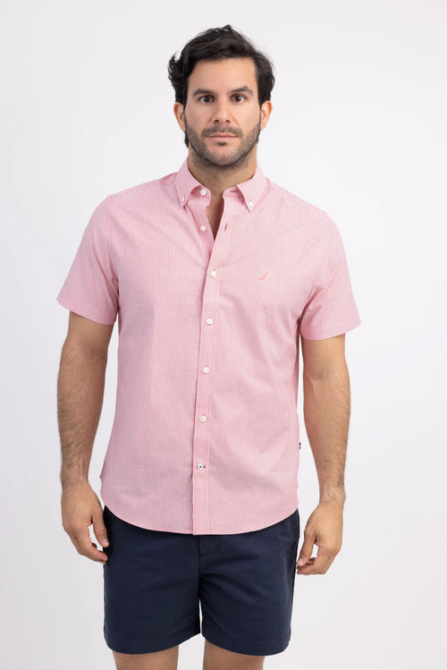 NAUTICA CAMISA M/C DE HOMBRE ROSADO 0199WS-6AK