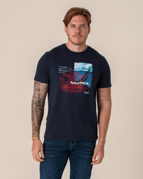 NAUTICA T-SHIRT M/C DE HOMBRE AZUL VR5806-4NV